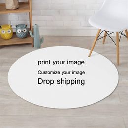 Upetstory Customise Your Image Floor Door Mats Round Bedroom Living Room Doormat Antislip Chair Pad Carpet Home Decoration 220704