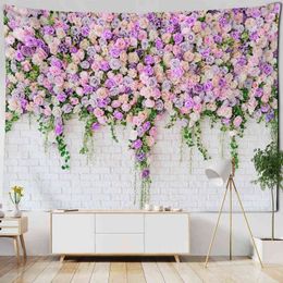 Roses Hanging On Wall Rug Bohemian Decoration For Home Rugs Female Room Art Tapearia J220804