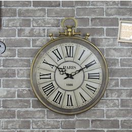 Large Round Wall Clock Vintage Roman ral Hanging s Antique Silent for Home Living Room Decoration Y200109