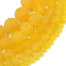 Other Natural Stones Frosted Yellow Chalcedony Beads Round Loose For Jewellery Making Fit DIY Bracelet Necklace 4 6 8 10 12 MmOther Toby22