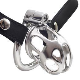 Chastity Devices Strapon Harness PU Belt with Metal Chastity Cage for Men Cock Lock BDSM Couple Toys Bondage Steel Penis Rings