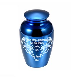 Stainless Steel Angel Wings Cremation Pendant Urn for Ashes Memorial Pet Human Jar to Commemorate the Beloved - Your wings were ready