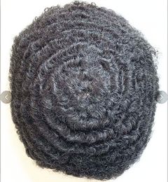 8mm afro wave hand tied indian human virgin hair male pieces for black man in America fast express delivery