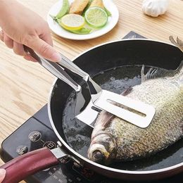 Household Stainless Steel Steak Clip Frying Fried Fish Shovel Pizza Barbecue Grilling Tong Kitchen Clamp Cooking Tools LX4917