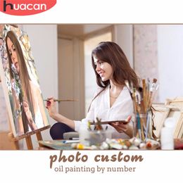 HUACAN Painting By Numbers Po Customised DIY Oil Kits Drawing Canvas Pictures Portrait Wedding Gift Paint Colouring By Numbers 220623