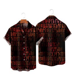 Men's Casual Shirts Men's Fashion Y2K T-Shirts Hawaiian Shirt Devil Viking Texture 3D Print Cozy Short Sleeve Beach Oversized Clothes 18