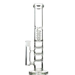 Hookahs Wholesale Triple Comb Percolator Glass Bong Oil Dab Rigs Birdcage Perc Bongs Water Pipes 18mm Joint With Coloured Bowl HR316