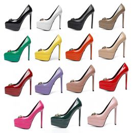 Tacchi alti da donna di marca Designer punta a punta scarpe eleganti in pelle suola spessa lusso bocca superficiale passerella passerella scarpe da banchetto taglia 35-42