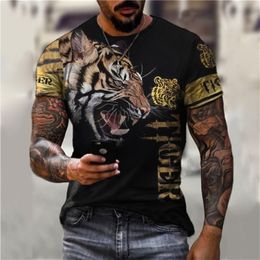 Summer Men's T-Shirt Lion Tiger 3D Printing Men's Casual Sports T-Shirt O Neck Trend Short Sleeve Top Oversized Men's 220610