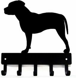 Pit Bull Terrier (Natural Ears) Key Rack Dog Leash Hanger Metal Wall Art