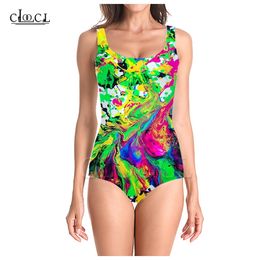 Colorful Paint Splatter 3D Print Girls Onepiece Swimsuit Swimming Bathing Suit Sleeveless Slim Sexy Swimsuit 220617