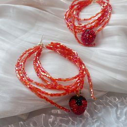 Dangle & Chandelier Sexy Red Handmade Tube Beaded Long Tassel Dangle Earrings 2022 New Pendientes