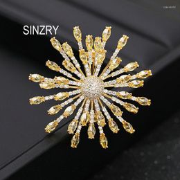 Pins Brooches SINZRY Bright Jewellery Accessory Cubic Zirconia Snowflake Korean Stylish Elegant Pin Seau22