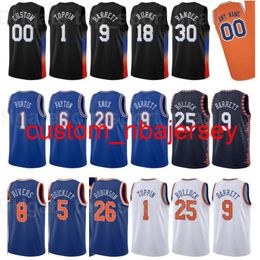 Basketball RJ Barrett Jersey Derrick Rose 9 Julius Randle 30 Alec Burks 18 Elfrid Payton 6 Immanuel Quickley 5 City Earned Edition