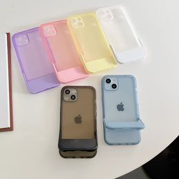 Candy Colour Invisible Stand Transparent Mobile Phone Cases for iPhone 13 12 11 Pro Max Custom Clear Back Cover case