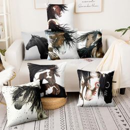 Cushion/Decorative Pillow Modern Art Animal Printed Square Pillowcase Running Horse Cushion Decorative Home Decoration Sofa Throw PillowsCus