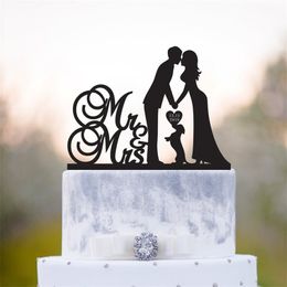 Custom Mr&Mrs Name Wedding Cake Topper With DogBride And Groom SilhouetteCustom Dogs Wedding Decor Personalised Anniversary 220608