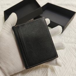 New clip wallet Men change bag Black leather portfolio Luxury brand designer business card box with box2527