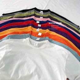 2021 New Summer New 100% Combed Cotton Short Sleeve T Shirts Daily Casual Soft Basic Harajuku Soft Tops Tees S-4XL G220512
