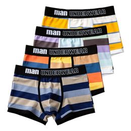 4pcs/Set Men's Panties Sports Boxer Men Underpants Cotton Mens Underwear Man Stripe Shorts Male Lingerie Calzoncillos Hombre 220423