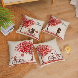 Cushion/Decorative Pillow Valentine'S Day Faceless Doll Case Sofa Throw Cushion Cover Home Decor Bike Print Love You DecorationsCushion/