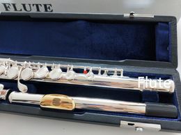 Quality New flute music instrument 16 over E-Key silver C Tune Gold Mouthpiece playing music