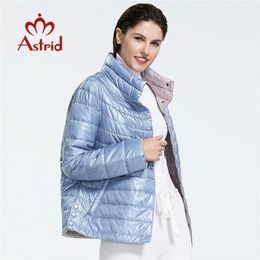 Astrid Autumn arrival top blue plus size stand collar short style park with snap button autumn jacket women AM-1999 201127