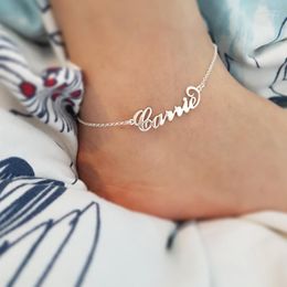 Anklets Stainless Steel Custom Name Anklet Personalised Nameplate Leg Chain Ankle Bracelet Cheville Silver Colour Synoke Boho Jewellery Seau22