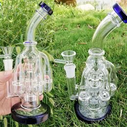 Recycler Water Bongs Heady Hookah Bubbler Dab Rig with 4mm Thickness Glass Smoking Pipe Banger Joint 14mm Banger Bowl