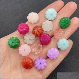 Arts And Crafts Arts Gifts Home Garden 8X14Mm Pumpkin Shaped Crystal Stone Beads Pink White Green Orange Punched Loose Bea Dh9Ts