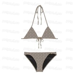 Womens Letters Bikinis Vintage Metal Buckle Bikini Swimwear for Women Sexy Triangle Beach Bra Briefs Split Bathing Suit