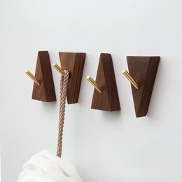 Hooks & Rails Nordic Japanese Creative Walnut Beech Solid Wood Copper Coat Hook Wall Decoration Bedroom Fitting Room El Cafe Free PunchHooks