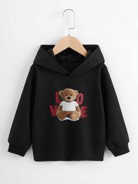 Toddler Boys Letter & Bear Print Hoodie SHE