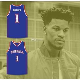 Nikivip Jimmy Butler 1 Tomball High School Cougars Blue White Red Retro Classic Basketball Jersey Mens Stitched Custom Number and name Jerseys
