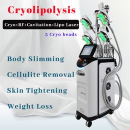 5 Cryo Heads Cryotherapy Body Slimming Machine Vacuum Therapy Buttock Cellulite Removal 40k Cavitation Rf Abdomen Weight Loss Multifunctional Use