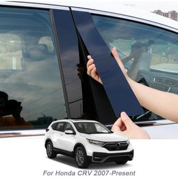 6PCS Car Window Center Pillar Sticker PVC Trim Anti-Scratch Film For Honda CRV 2007-Present Protection External Accessories