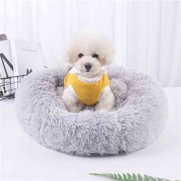 vip Order Link Soft Long Plush Bed For Dog Cat Winter Warm Dog Sofa House Mattress For Small Large Pet Dogs Fluffy Kennel 210401