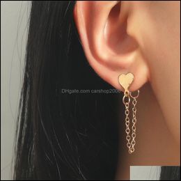 Ear Cuff Earrings Jewellery Trendy Heart Long Fashion Temperament Crystal Threader Drop Dangle Hoop Women Gift Party Delivery 2021 Myous