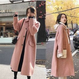 Leiouna Plus Size Slim Vintage Wool Coat New Fashion Women Long Coats Ladies Korean Autumn Winter Wool Lady Coat Outerwear T200828