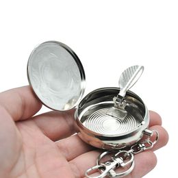 2023 New Arrial Wholesale Mini Portable Metal Small Ashtray Round Eco-friendly Ashtray with Keychain cigar ashtray