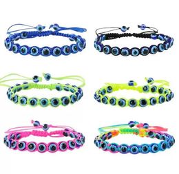 Turkey Blue Evil eye Charm Beaded Strands Bracelets Women Handmade Braided String Rope Bracelet for Girls Gift