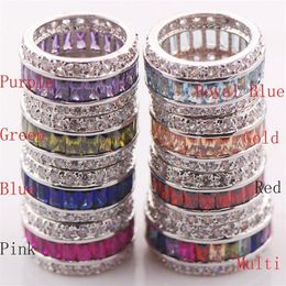 -Granat Morganit Pink Kunzit Blau Kristall Zirkon 925 Sterling Silber Ring Größe 6 7 8 9 10 11 J1907142119
