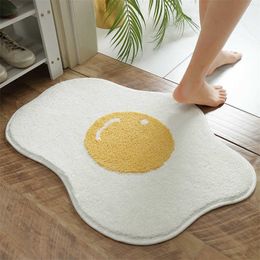 Bathroom Mat Modern Simple Egg Soft Microfiber Carpet Absorbent Slip-resistant Pad Kitchen Door Floor Mat Artistic Room Decorate 210727
