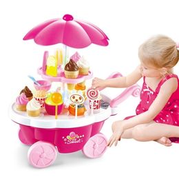 Kids Kitchen Play Toys for Girls Ice Cream Push Up Children Cooking Set Pretend For Boy 220725