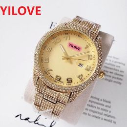 High Quality Mens Women Digital Number Watch 42mm Full Diamonds Iced Out Strap Designer Watches Quartz Movement Couple Lovers Clock Wristwatches Unisex Gifts