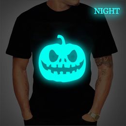 Summer Men s T Shirt Fashion Luminous Mens Oversize Hip Hop Halloween Pumpkin Casual Devil Streetwear op ees 220613