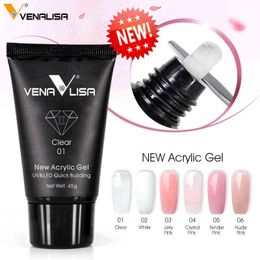 NXY Nail Gel Acrylic 45g Clear Jelly Pink Color Poly Manicure Semi Permanent Extension Soak Off Led Uv French 0328