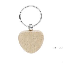 Beech Wood Keychain Party Favors Blank Personalized Customized Tag Name ID Pendant Key Ring Buckle Creative Birthday Gift GCE13483