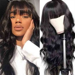 Hair Wigs Body Wave Glueless Human with Bangs Brazilian for Women Remy Full Machine Made 220722
