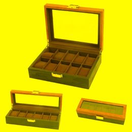 Watch Boxes & Cases Double Colour Fashion Wood Display Box Organiser Top Wooden Case Storage Packing Gift Jewellery CaseWatch
